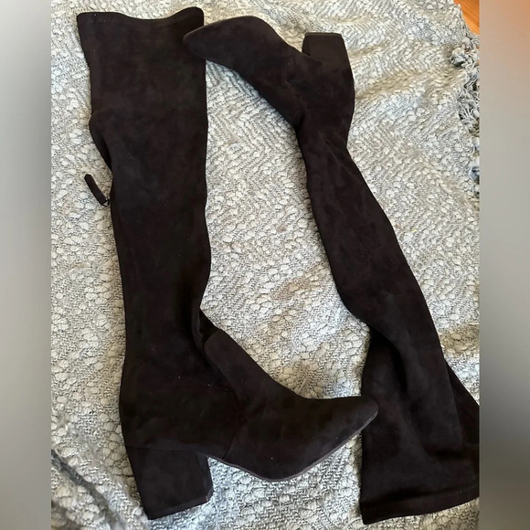 Women’s sock boot size 38 zipper back black faux suede boots - Picture 1 of 4